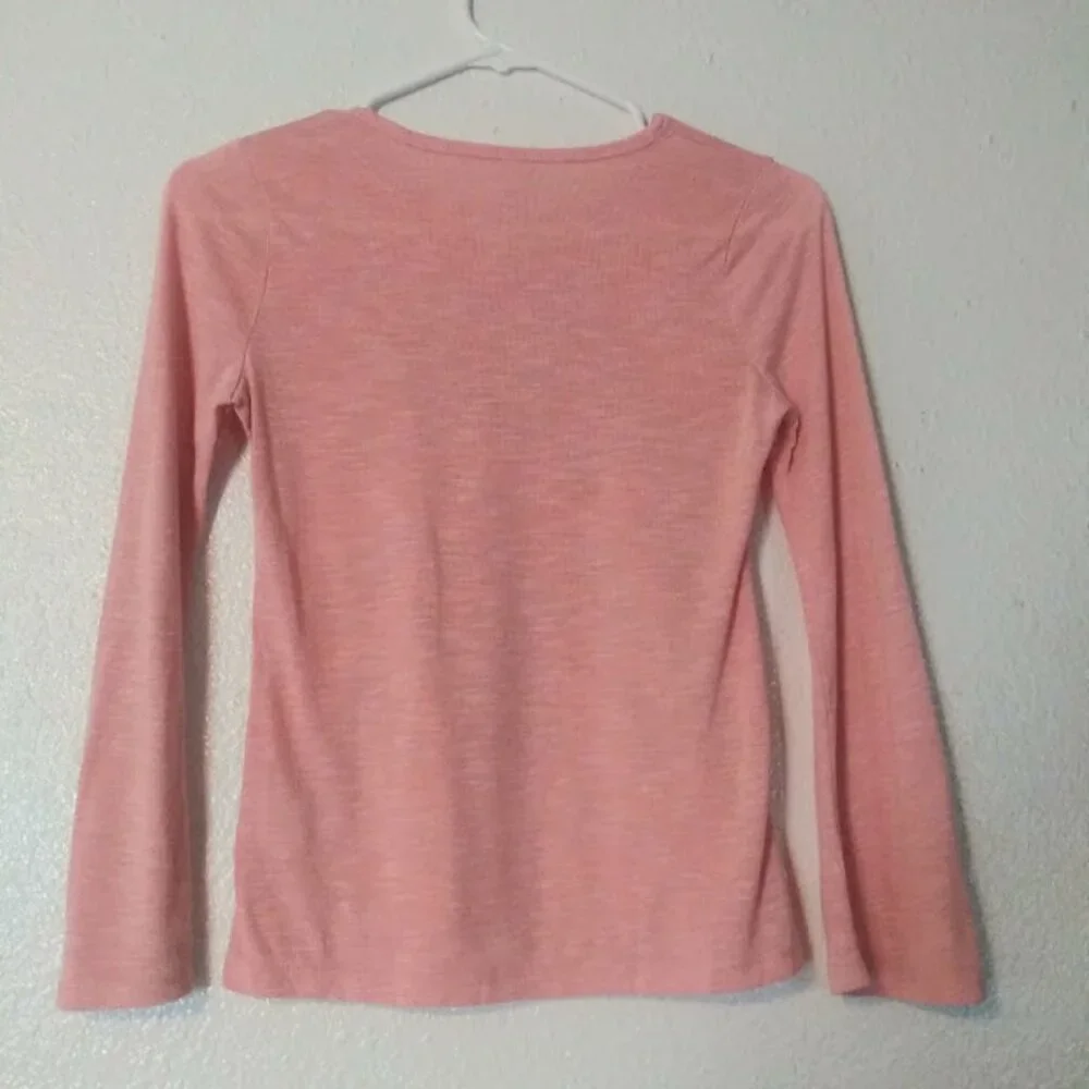 Beautees girl's size L pink and gray long sleeve blouse